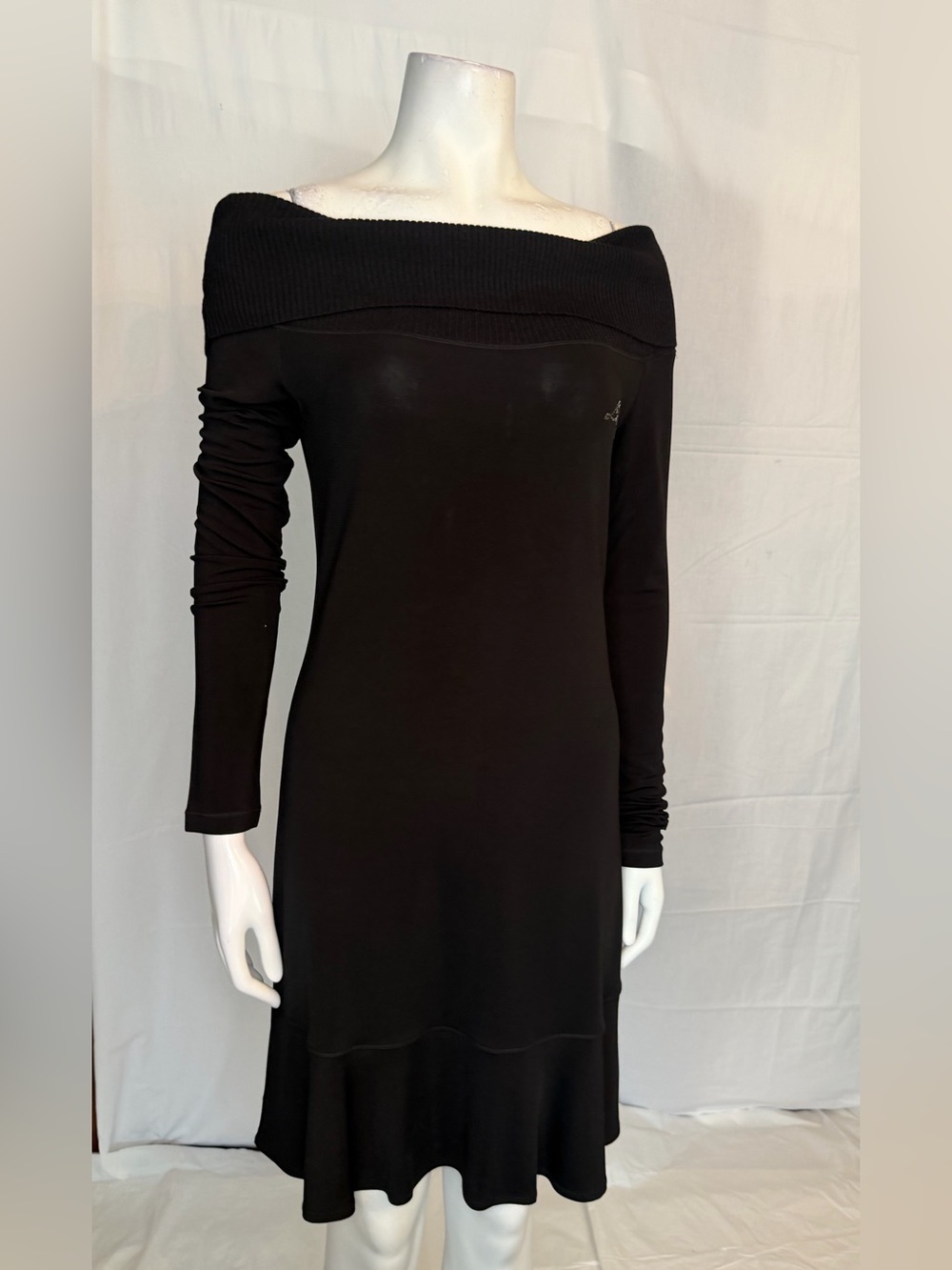Liu Jo Off-Shoulder Long Sleeve Black Dress